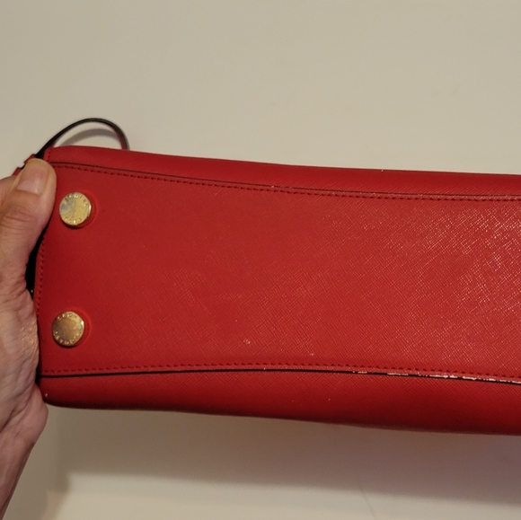 Michael Kors Karla Red Leather Satchel with Gold Hardware - Picture 7 of 14